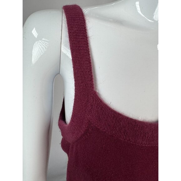 Vintage Fredini Burgundy Knit Tank Top With Angora/Wool Blend Square Neckline Sl - Picture 2 of 16